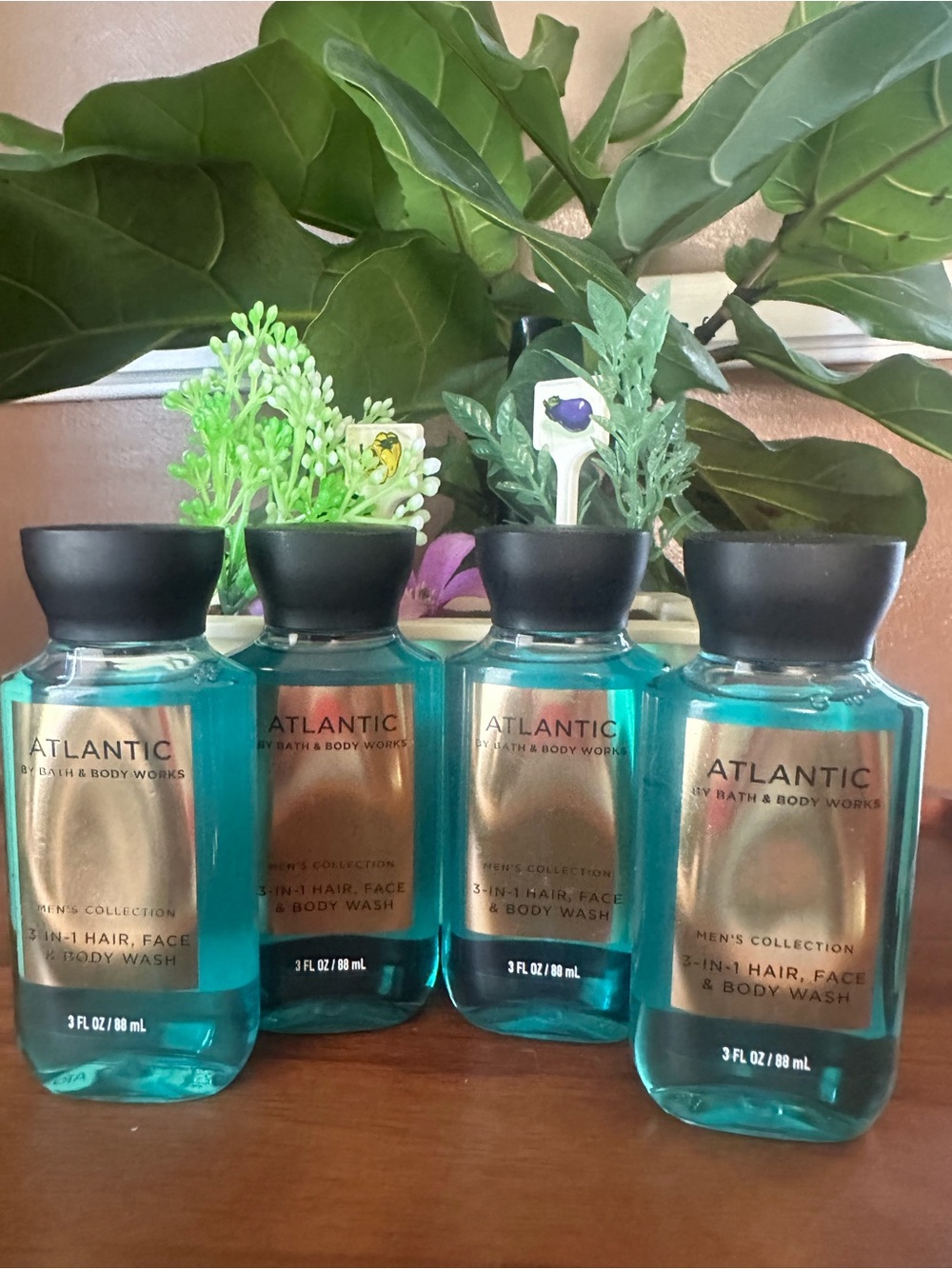 4 BATH & BODY WORKS ATLANTIC MEN'S COLLECTION 3 IN 1 HAIR FACE & BODY WASH 3 Oz